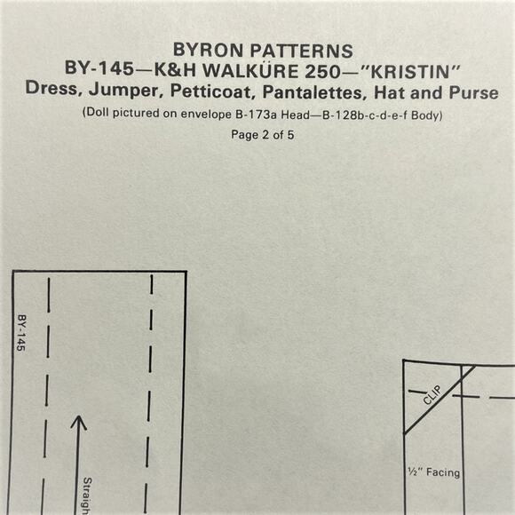 Byron Doll Clothes Vintage Sewing Pattern BY-145 Kristen Fits 22' Doll - Picture 5 of 5